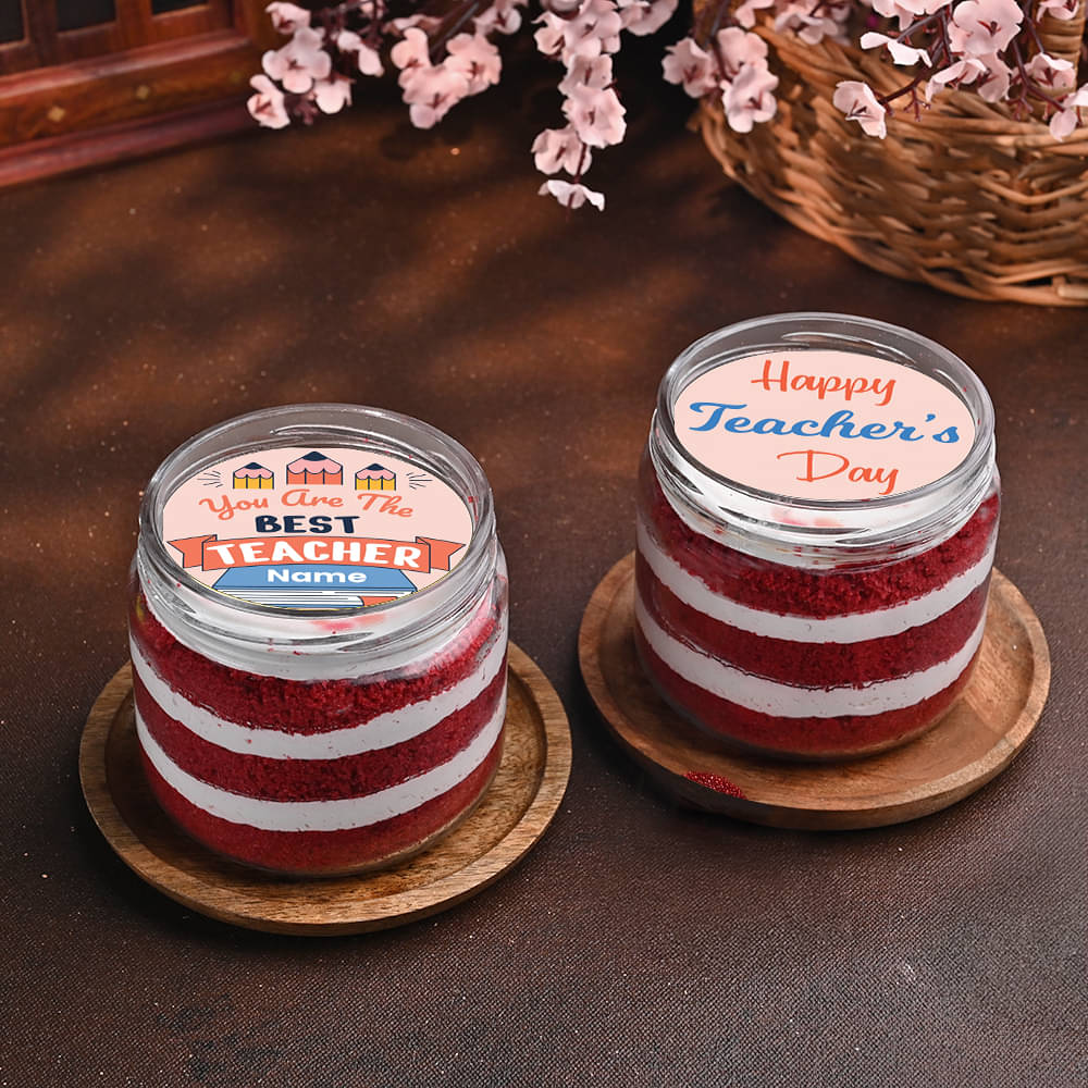 Best Teacher Red Velvet Jar Cakes