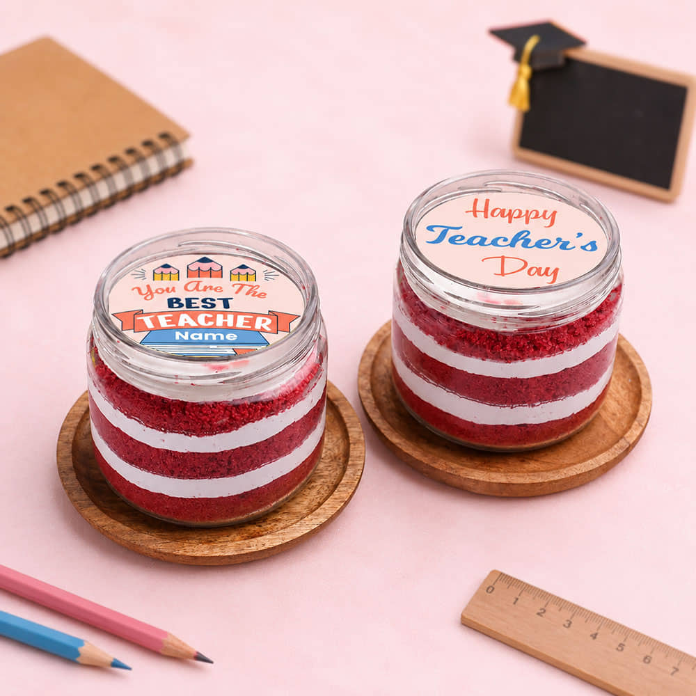 Best Teacher Red Velvet Jar Cakes