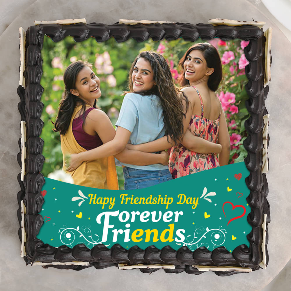Customisable Friendship Day Round Photo Cake