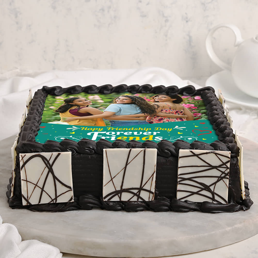 Customisable Friendship Day Round Photo Cake