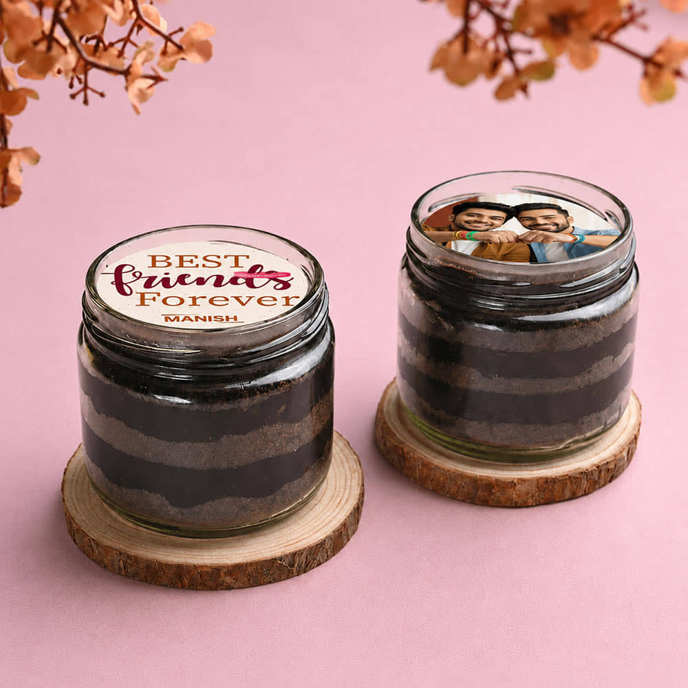BFF Choco Photo Jar Cakes Front View of BFF Photo Jar Cakes