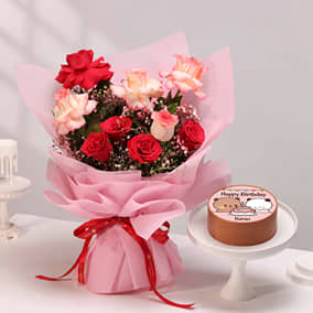 Birtdhay Bento Choco Cake N Roses Bouquet Birtdhay Bento Choco Cake N Roses Bouquet