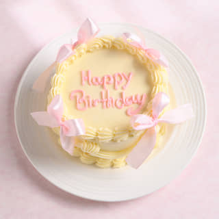 Top View Birthday Bento Ribbom Cake