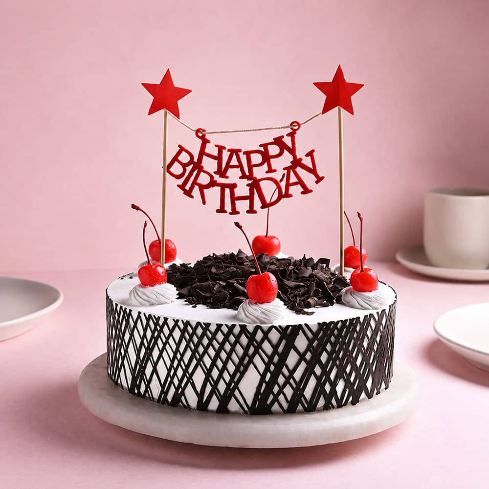 Birthday Classic Black Forest Cake Front View of Classic Black Forest Cake