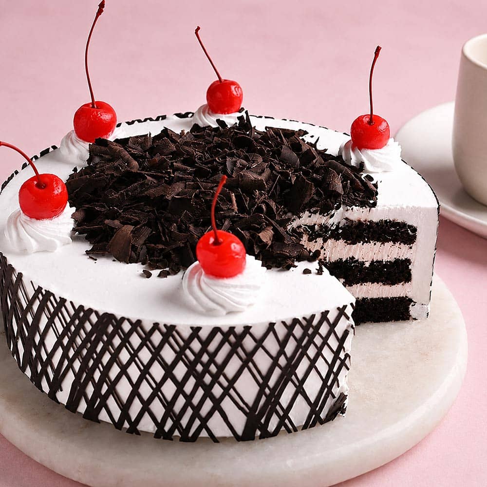 Birthday Classic Black Forest Cake Sliced View of Star Black Forest Cake
