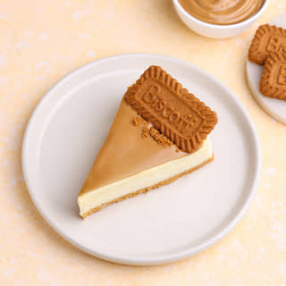 Front View of Biscoff Baked Cheesecake Slice