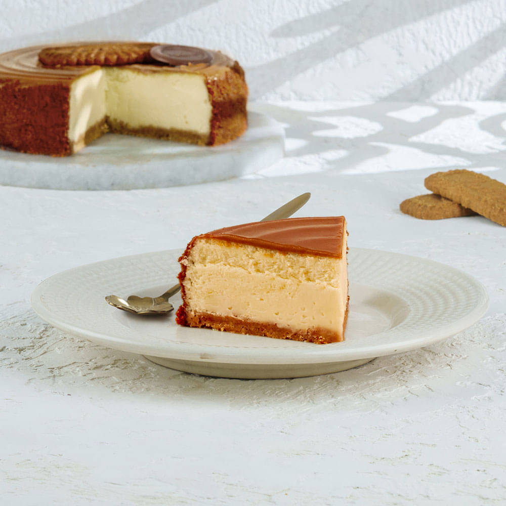 Sliced View of Biscoff Baked Cheesecake