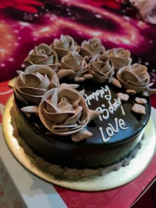 Chocolate Cream Cake With Rose Frosting