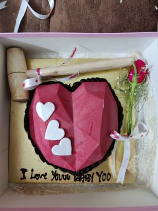 Red Heart Shape Pinata Cake