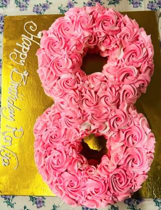 Pink Swirls Number One Cream Cake