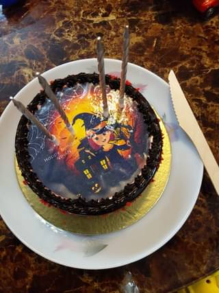 Halloween Theme Round Photo Cake