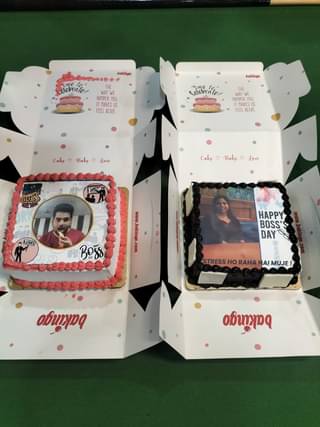 Boss Day Square Shaped Photo Cake