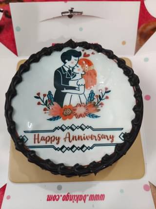 Couple Anniversary Photo Cake