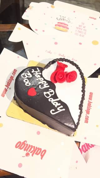 Heart Shape Choco Vanilla Truffle Cake