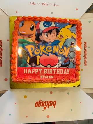 Square Shaped Pokemon Photo Cake