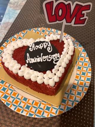 Red Velvet Heart Cake with Love Topper