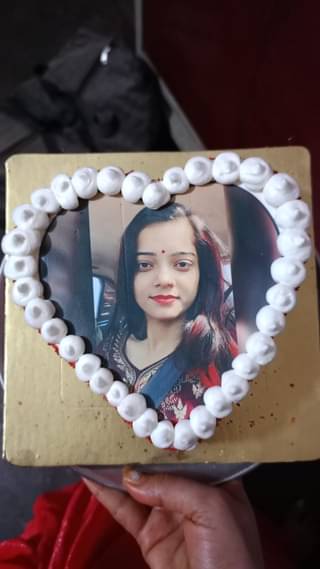 Red Velvet Heart Shape Photo Cake