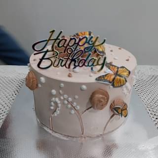 Rose N Butterfly Designer Cream Cake