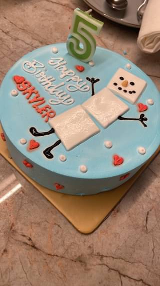 Snowman Sprinkled Vanilla Cake