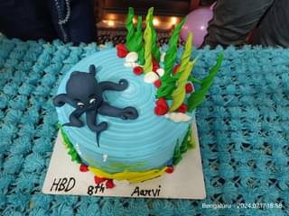 Octopus N Fish Theme Cream Cake