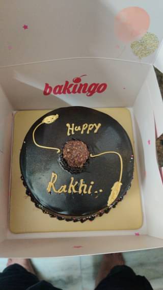 Chocolate Ferrero Rocher Cake With Floral Rakhi