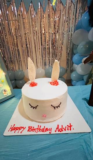 Charming Bunny Theme Cream Cake