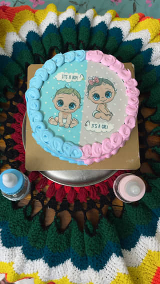 Pink N Blue Baby Shower Theme Cake