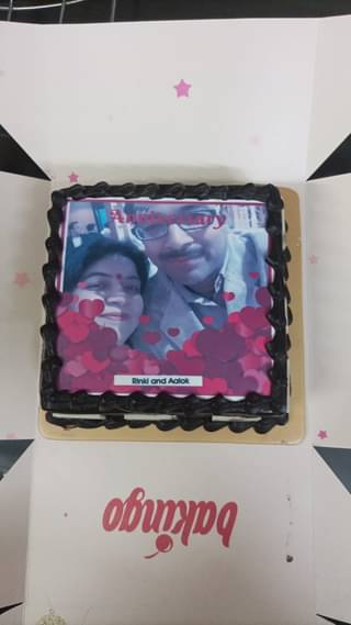 Anniversary Photo Cake Square Shape