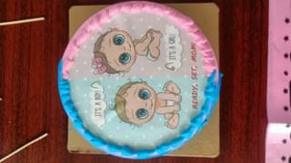 Pink N Blue Baby Shower Theme Cake