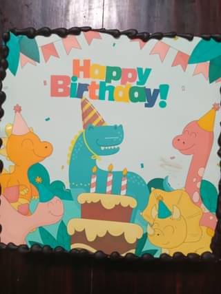 Square Dino Fun Birthday Cake