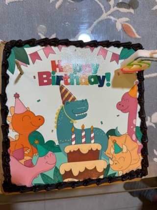 Square Dino Fun Birthday Cake