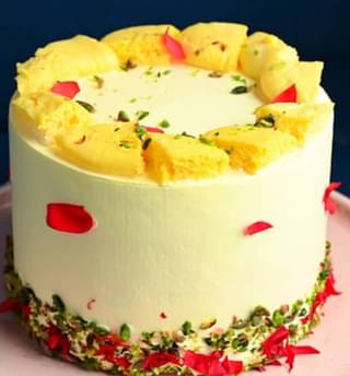 Rose Petals N Pistachio Rasmalai Cake