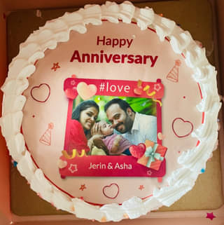 Creamy Photo Anniversary Cake