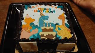 Square Dino Fun Birthday Cake