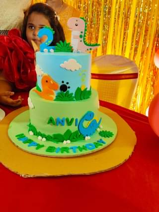 Dino Cream Sugar Sheet N Fondant Cake