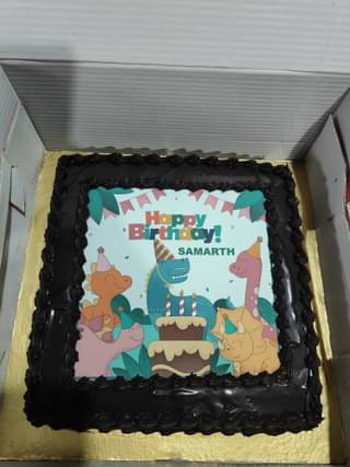 Square Dino Fun Birthday Cake