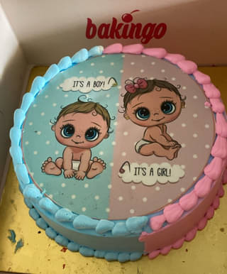 Pink N Blue Baby Shower Theme Cake