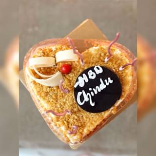 Heart Shaped Butterscotch Cherry Topped Cake