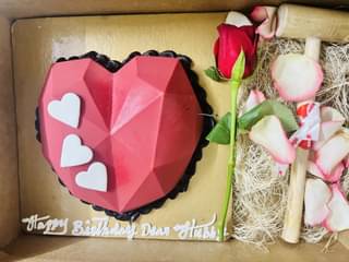 Red Heart Shape Pinata Cake