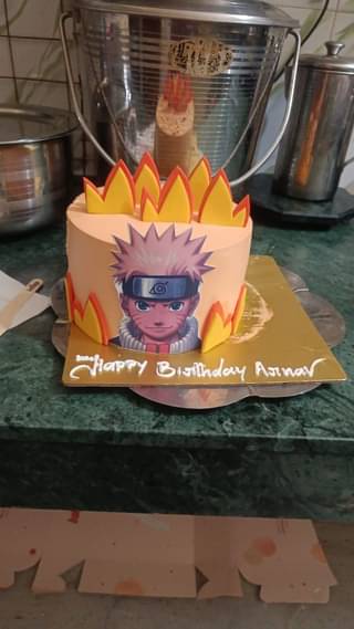 Flaming Naruto Cream Cake