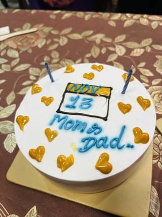 Golden Hearts Anniversary Cake