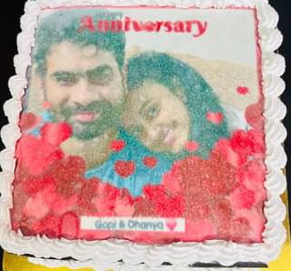 Anniversary Photo Cake Square Shape