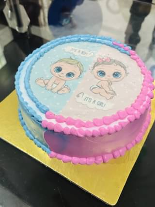 Pink N Blue Baby Shower Theme Cake