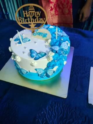 Beautiful Butterfly Theme Cream Cake