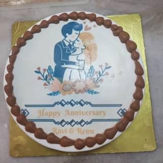 Couple Anniversary Photo Cake