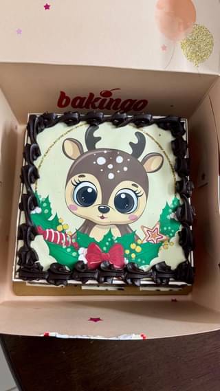 Adorable Christmas Reindeer Chocolate Cake