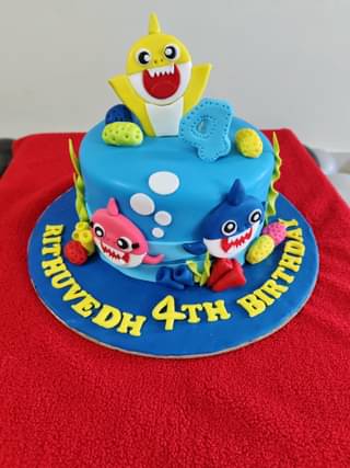 Baby Sharks Spark Fondant Cake