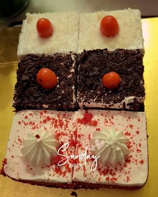 3 In 1 Pack Of Red Velvet Black And White Forest Pastries