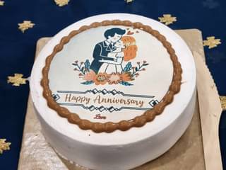 Couple Anniversary Photo Cake