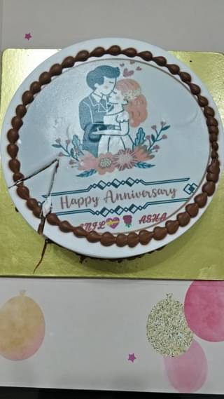 Perfect Couple Anniversary Photo Cake